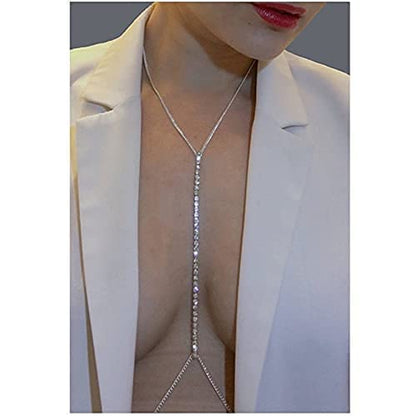 Blindery Sexy Body Chains Silver Rhinestone Belly Waist Chain Beach Body Jewelry Party Body Accessory for Women and Girls Apparel & Accessories > Jewelry > Body Jewelry Blindery Silver  