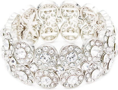 Lavencious 2 Rows Rhinestone Stretch Bracelet Evening Party Jewelry 7” Apparel & Accessories > Jewelry > Bracelets Impression Costume Jewelry Inc Silver  