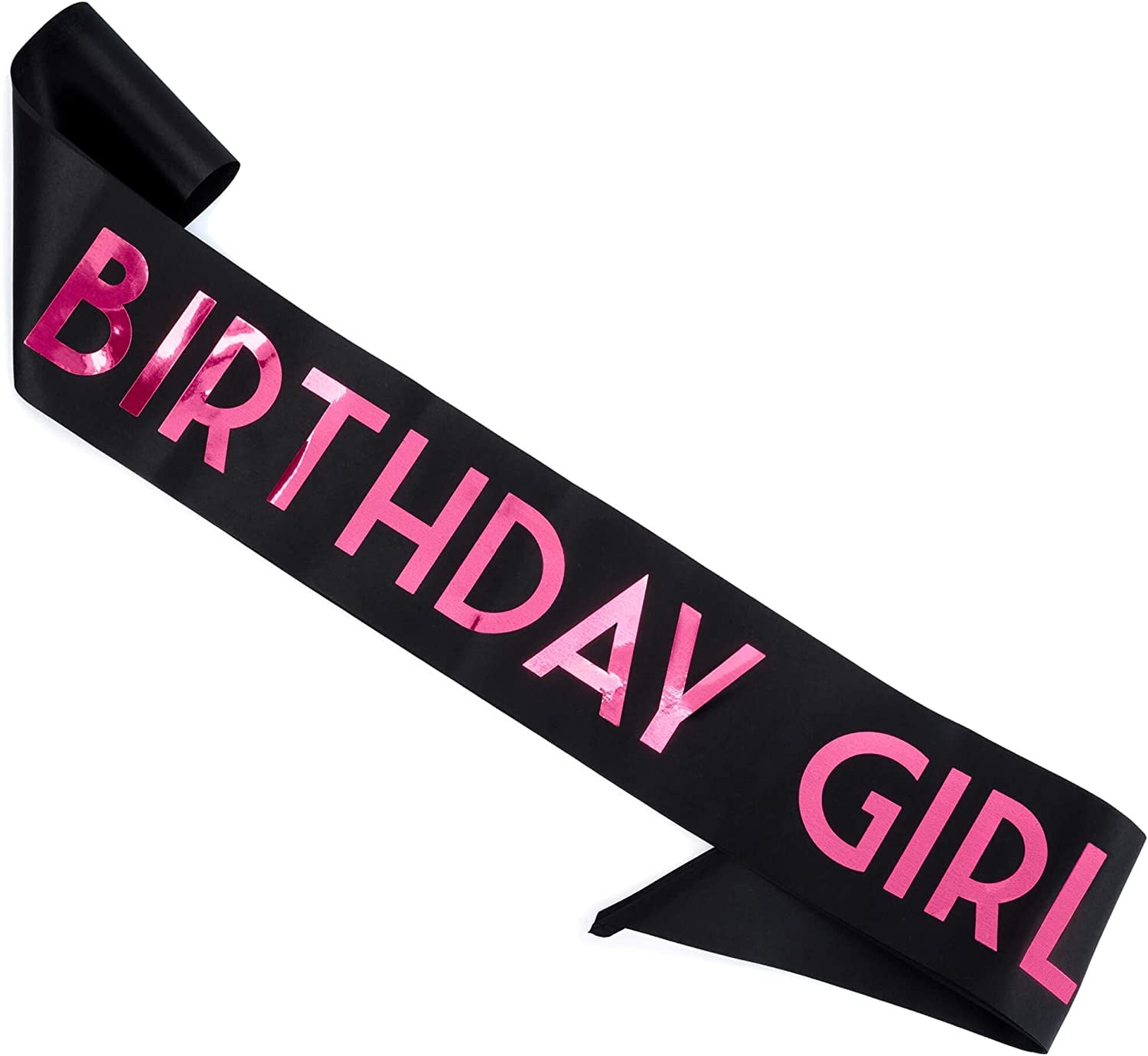 CORRURE 'Birthday Girl' Sash with Rose Gold Foil - Soft Satin White Sash for Women - Happy Birthday Sash for Sweet 16, 18Th 21St 25Th 30Th 40Th 50Th or Any Other Bday Party Apparel & Accessories > Clothing Accessories > Sashes Pego Brands General Black-pink  