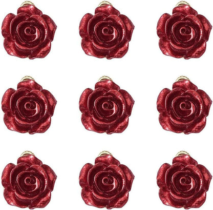Beadthoven 30Pcs Dark Red Rose Flower Alloy Charm Pendants Light Gold Plated 3D Rose Dangle Hanging Pendants for Valentine'S Day DIY Bracelet Necklace Earrings Jewelry Making 15X12X8Mm