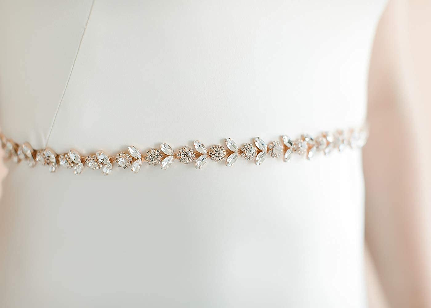 SWEETV Rhinestone Bridal Belt Bridesmaid Sash Crystal Headband Wedding Belt Women Dress Accessories Apparel & Accessories > Clothing Accessories > Belts SWEETV   