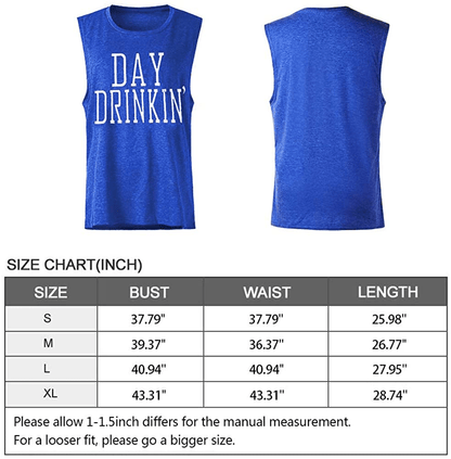 Bealatt Day Drinkin’ Casual Tank Tops Funny Letters Print Vest T-Shirt, Cute Drinking Shirt Tank for Women Apparel & Accessories > Clothing > Activewear Kylie Max   