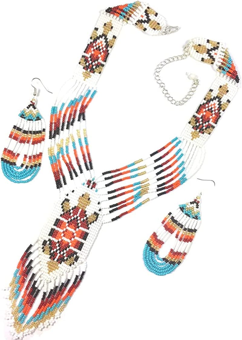Bear Paw Turtle Design Jewelry Set Necklace Earrings Bracelet Handmade White No Bracelet