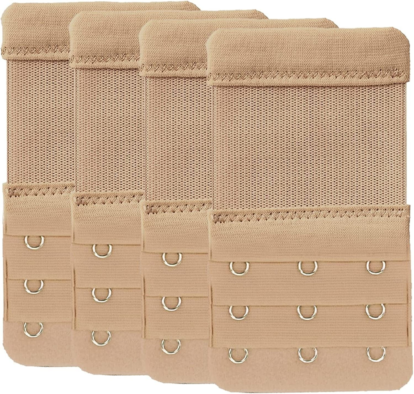 Beautiful and Comfortable Women'S Bra Extenders 3 Hook / 2 Hook Comfortable Stretchy Bra Extension Strap, Universal Colors H (Khaki-3 Hook 3/4 Inch)4-pcs