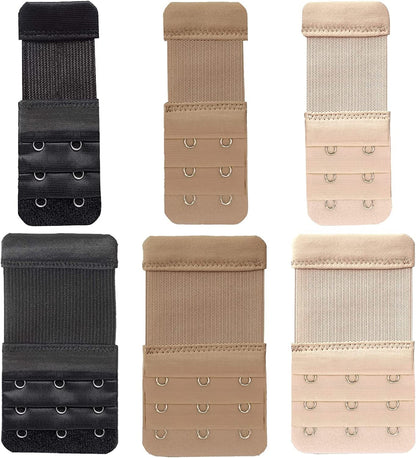 Beautiful and Comfortable Women'S Bra Extenders 3 Hook / 2 Hook Comfortable Stretchy Bra Extension Strap, Universal Colors C (2hook 1/2inch)&(3hook 3/4inch)6-pcs
