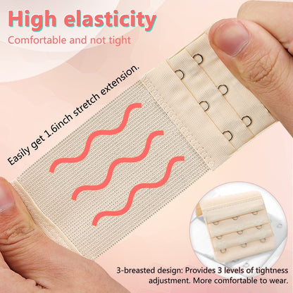 Beautiful and Comfortable Women'S Bra Extenders 3 Hook / 2 Hook Comfortable Stretchy Bra Extension Strap, Universal Colors