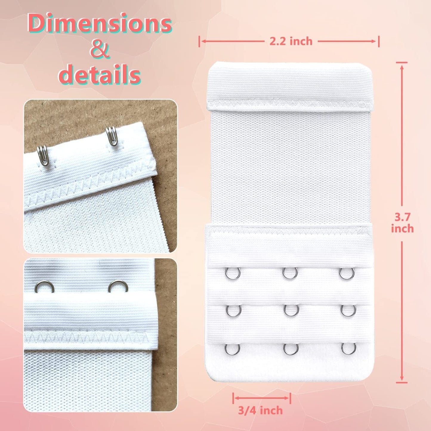 Beautiful and Comfortable Women'S Bra Extenders 3 Hook / 2 Hook Comfortable Stretchy Bra Extension Strap, Universal Colors