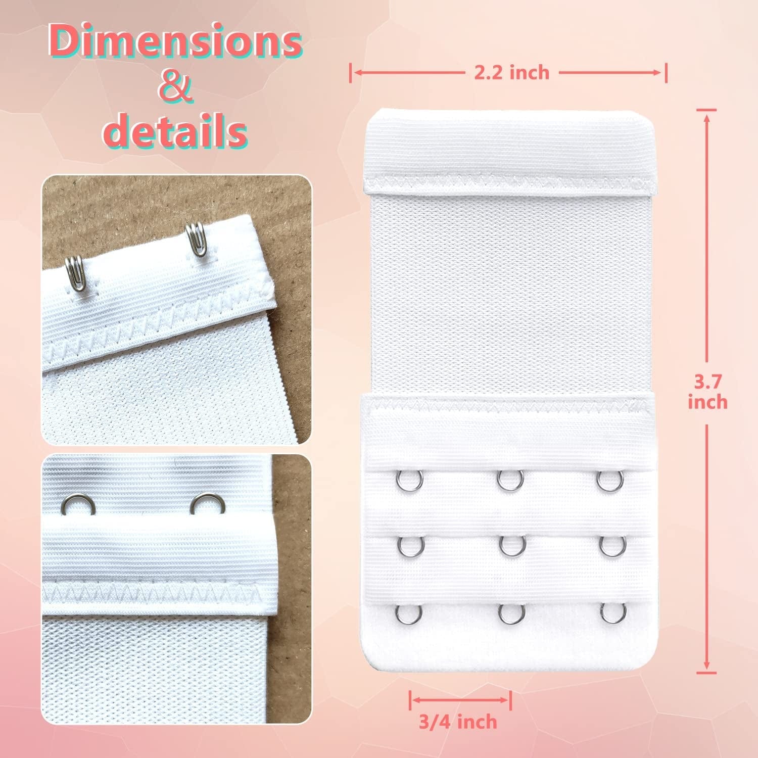 Beautiful and Comfortable Women'S Bra Extenders 3 Hook / 2 Hook Comfortable Stretchy Bra Extension Strap, Universal Colors