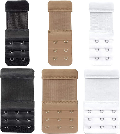 Beautiful and Comfortable Women'S Bra Extenders 3 Hook / 2 Hook Comfortable Stretchy Bra Extension Strap, Universal Colors B (2hook 1/2inch)&(3hook 3/4inch)6-pcs