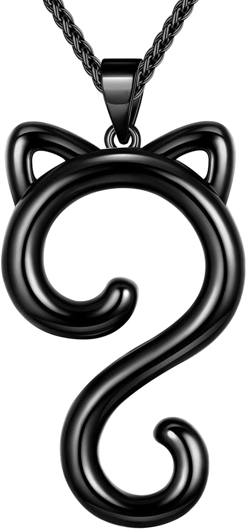 Beautlace Cute Cat Adjustable Rings 18K Gold/Silver/Black Gun Plated Lovely Cats Animals Open Ring Jewelry for Women KR0029 Black gun plated / cat necklace