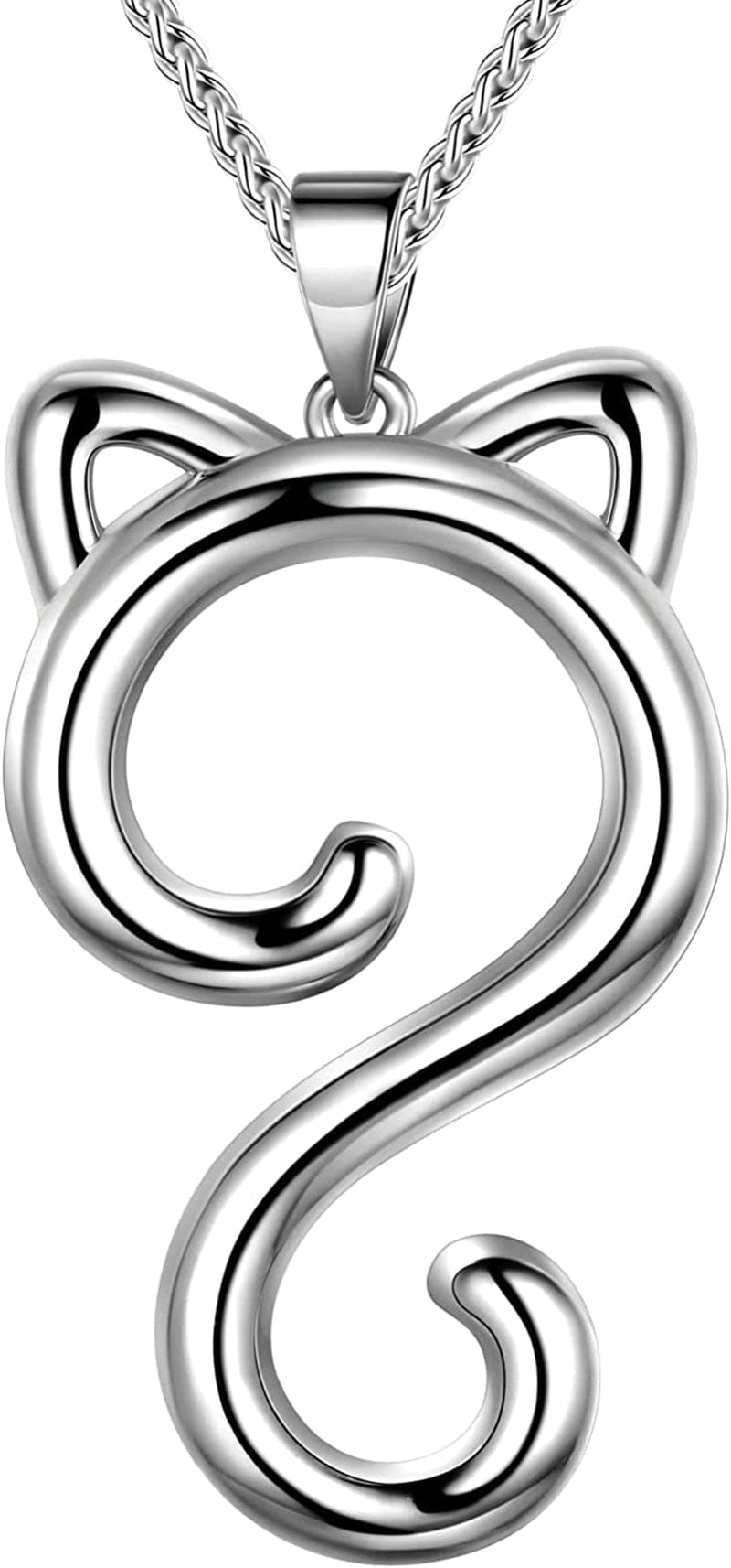 Beautlace Cute Cat Adjustable Rings 18K Gold/Silver/Black Gun Plated Lovely Cats Animals Open Ring Jewelry for Women KR0029 Silver-plated-base / cat necklace