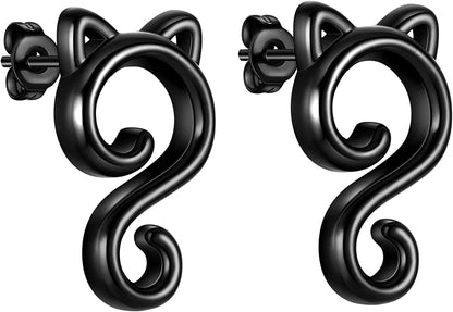 Beautlace Cute Cat Adjustable Rings 18K Gold/Silver/Black Gun Plated Lovely Cats Animals Open Ring Jewelry for Women KR0029 Black gun plated / cat earring