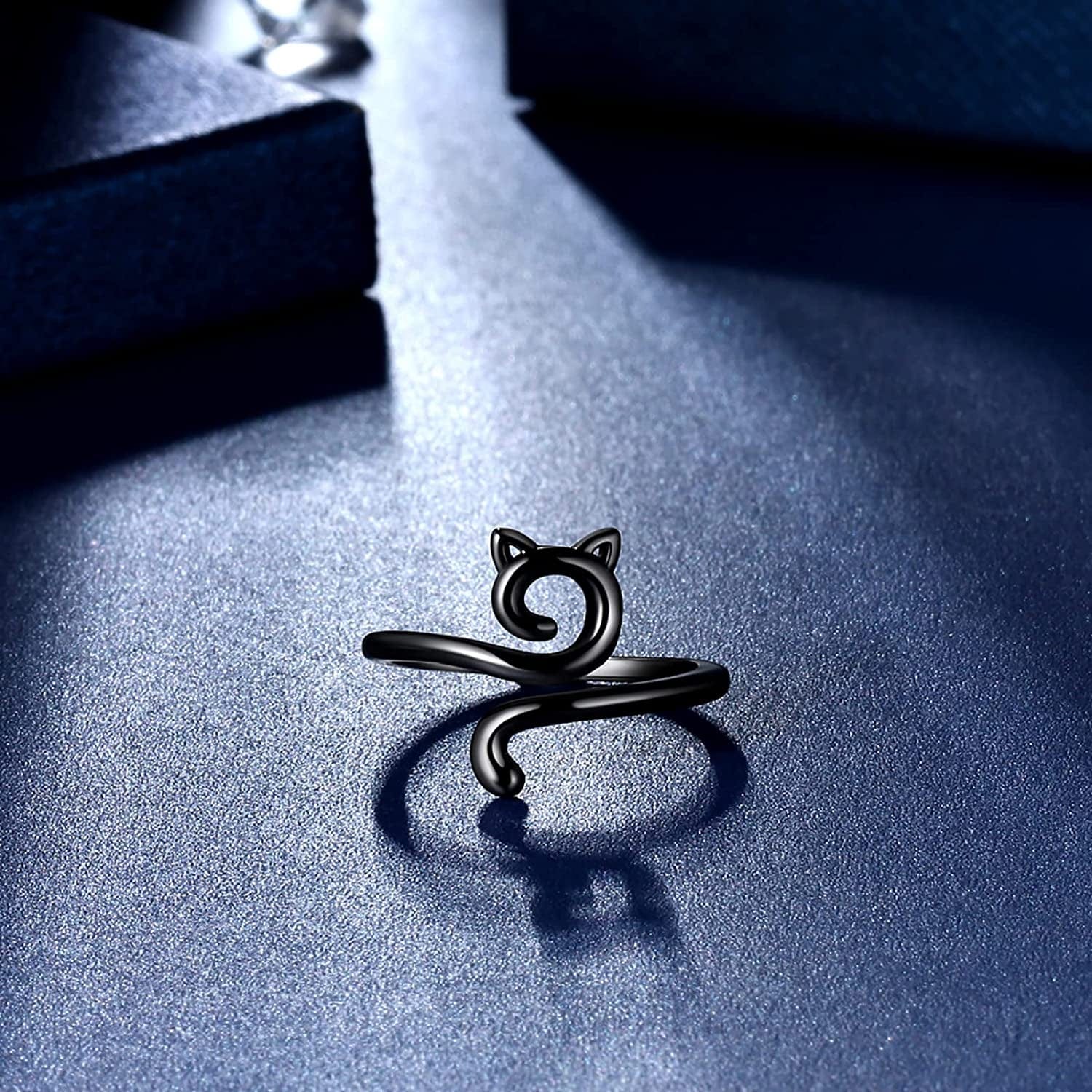 Beautlace Cute Cat Adjustable Rings 18K Gold/Silver/Black Gun Plated Lovely Cats Animals Open Ring Jewelry for Women KR0029