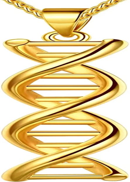 Beautlace DNA Double Helix Chemistry Science Molecule Biology Necklace and Earrings Jewelry Set Silver/18K Gold/Black Gun Plated Jewelry for Women and Girls 18K gold-plated-base / necklace