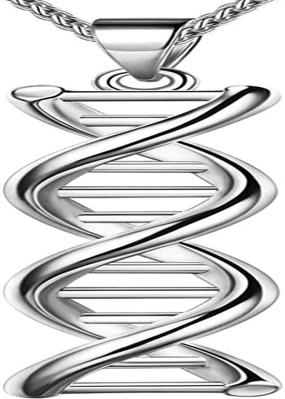 Beautlace DNA Double Helix Chemistry Science Molecule Biology Necklace and Earrings Jewelry Set Silver/18K Gold/Black Gun Plated Jewelry for Women and Girls Silver-plated-base / necklace