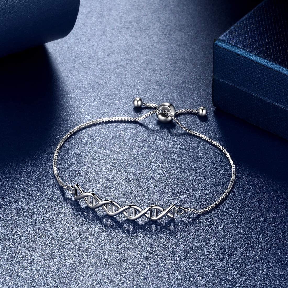 Beautlace DNA Double Helix Chemistry Science Molecule Biology Necklace and Earrings Jewelry Set Silver/18K Gold/Black Gun Plated Jewelry for Women and Girls