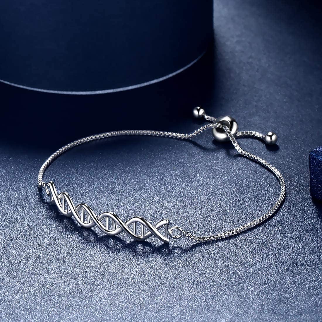 Beautlace DNA Double Helix Chemistry Science Molecule Biology Necklace and Earrings Jewelry Set Silver/18K Gold/Black Gun Plated Jewelry for Women and Girls