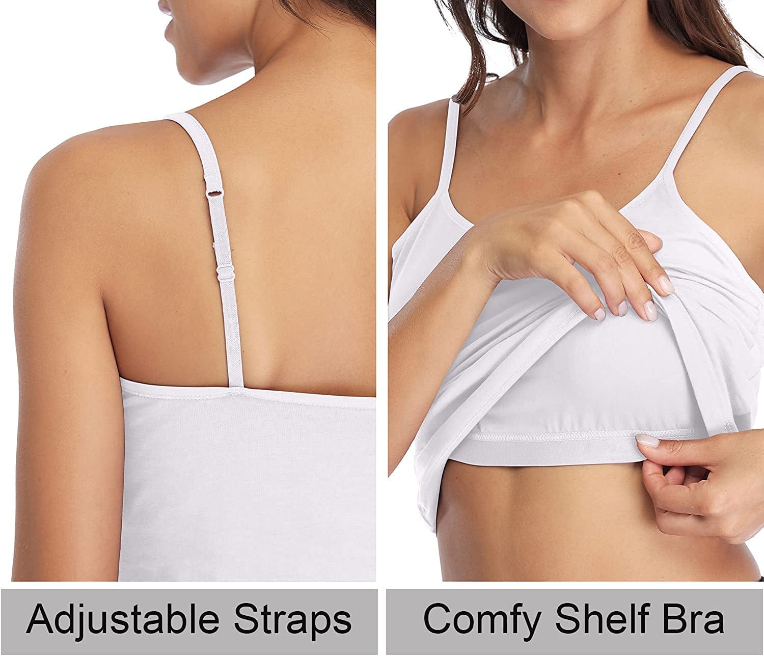 Beautyin Women'S Camisole with Shelf Bra Spaghetti Straps Cami Tanks
