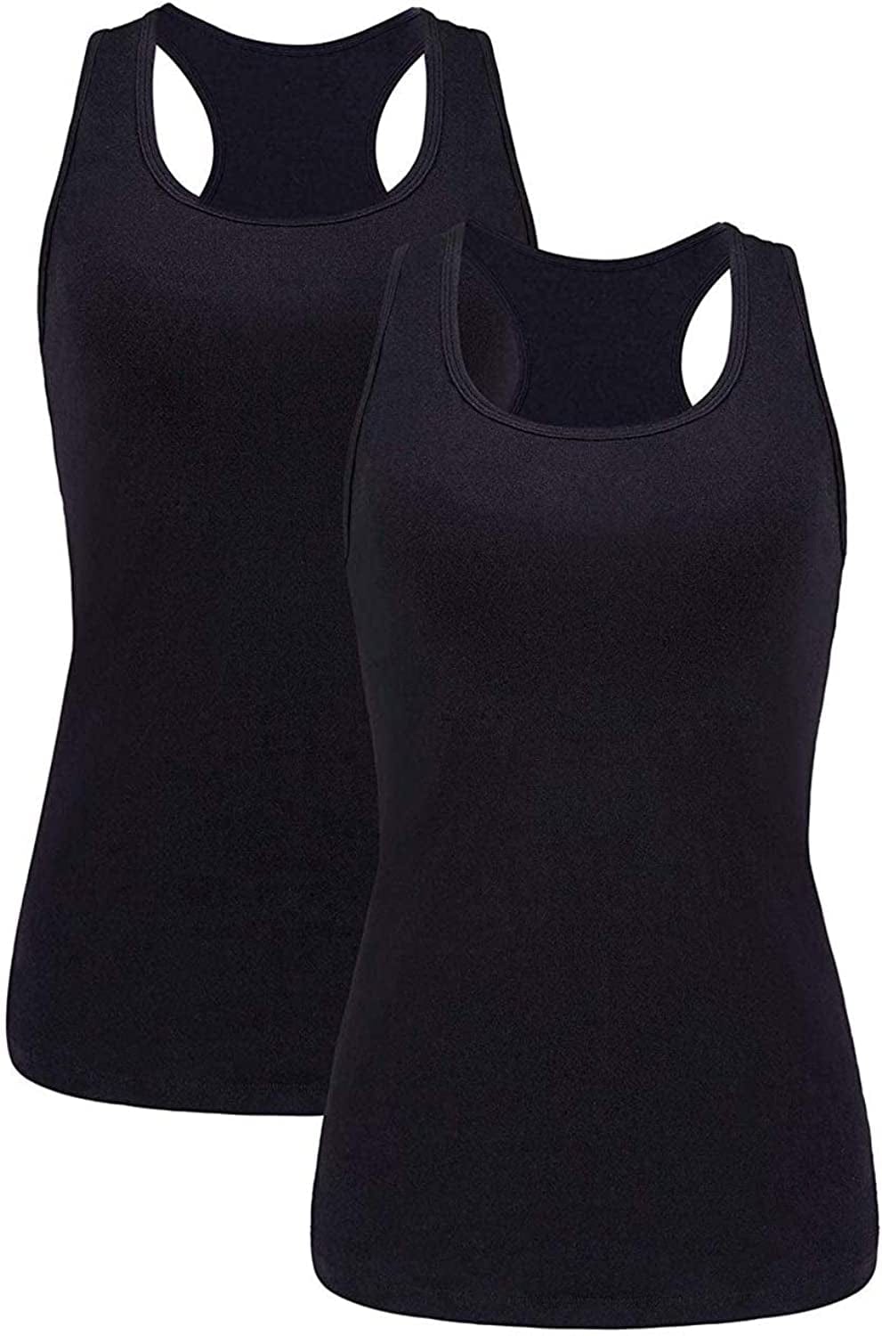 Beautyin Women Tank Top with Shelf Bra Racerback Workout Yoga Tops Undershirt Black Black/Shelf Bra / X-Large