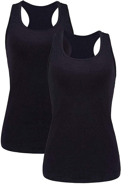Beautyin Women Tank Top with Shelf Bra Racerback Workout Yoga Tops Undershirt Black Black/Shelf Bra / X-Large