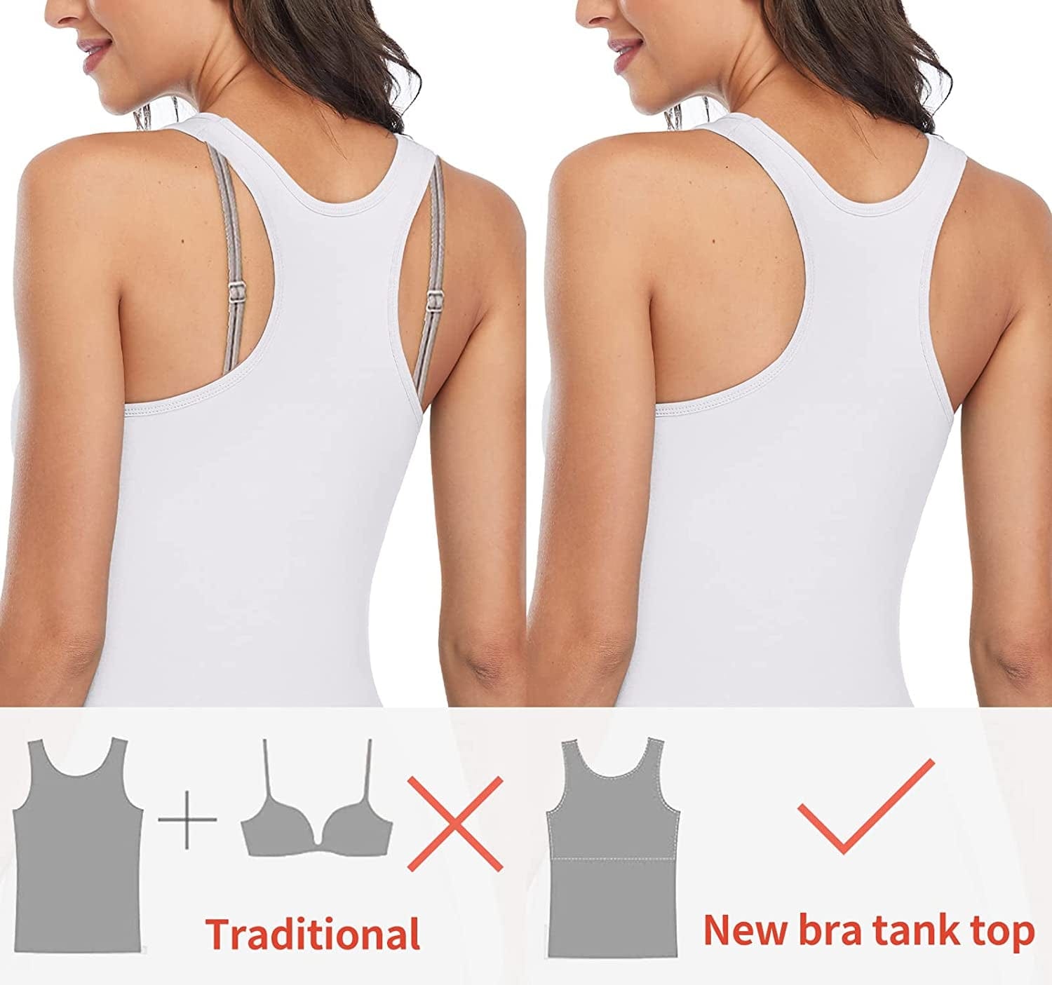 Beautyin Women Tank Top with Shelf Bra Racerback Workout Yoga Tops Undershirt