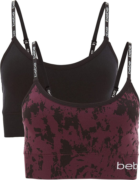 Bebe Womens Bras Multipack - Microfiber Wireless Bralettes for Women - Seamless Sports Bras Famme Fatale / Large