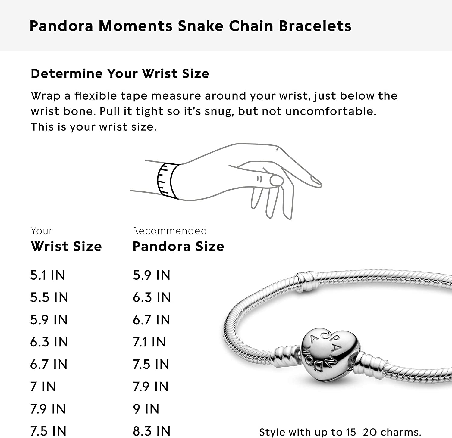 Pandora Jewelry Moments Heart Clasp Snake Chain Charm Bracelet Apparel & Accessories > Jewelry > Bracelets PANDORA   