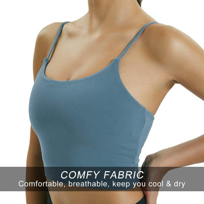 Becfort Women Padded Sports Bra Longline Tank Tops Fitness Workout Running Gym Yoga Bra