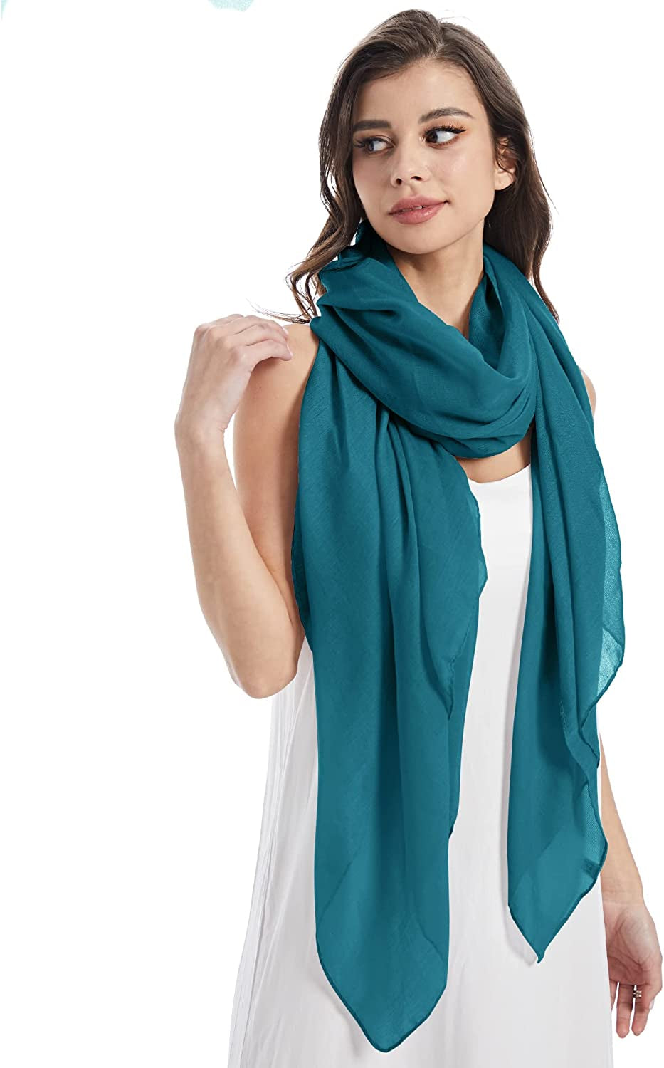 Missshorthair Womens Solid Color Scarfs Long Lightweight Scarf for Women Large Sheer Wrap Shawl Apparel & Accessories > Clothing Accessories > Scarves & Shawls MissShorthair Dark Blue  