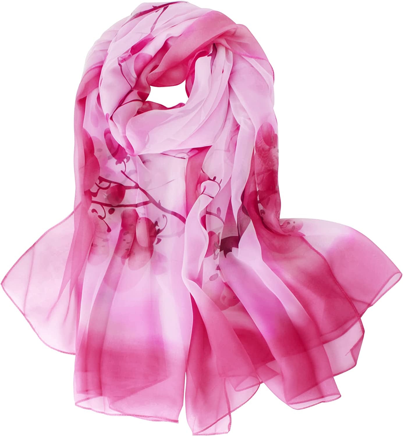 Van Caro Scarfs for Women Lightweight Floral Scarf Soft Long Fashion Scarves Sun-Proof Wrap Shawl Apparel & Accessories > Clothing Accessories > Scarves & Shawls Lobagve 6922 Peach Blossom-fuxia  