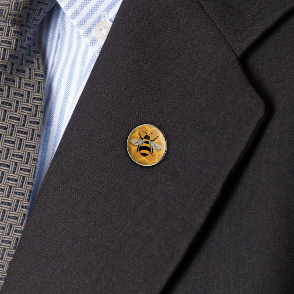Bee on Honeycomb Metal 0.75" Lapel Hat Pin Tie Tack Pinback