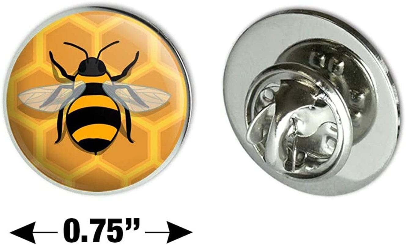 Bee on Honeycomb Metal 0.75" Lapel Hat Pin Tie Tack Pinback