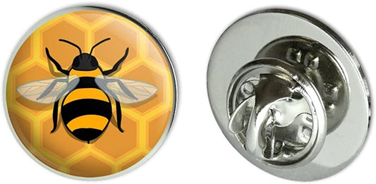Bee on Honeycomb Metal 0.75" Lapel Hat Pin Tie Tack Pinback