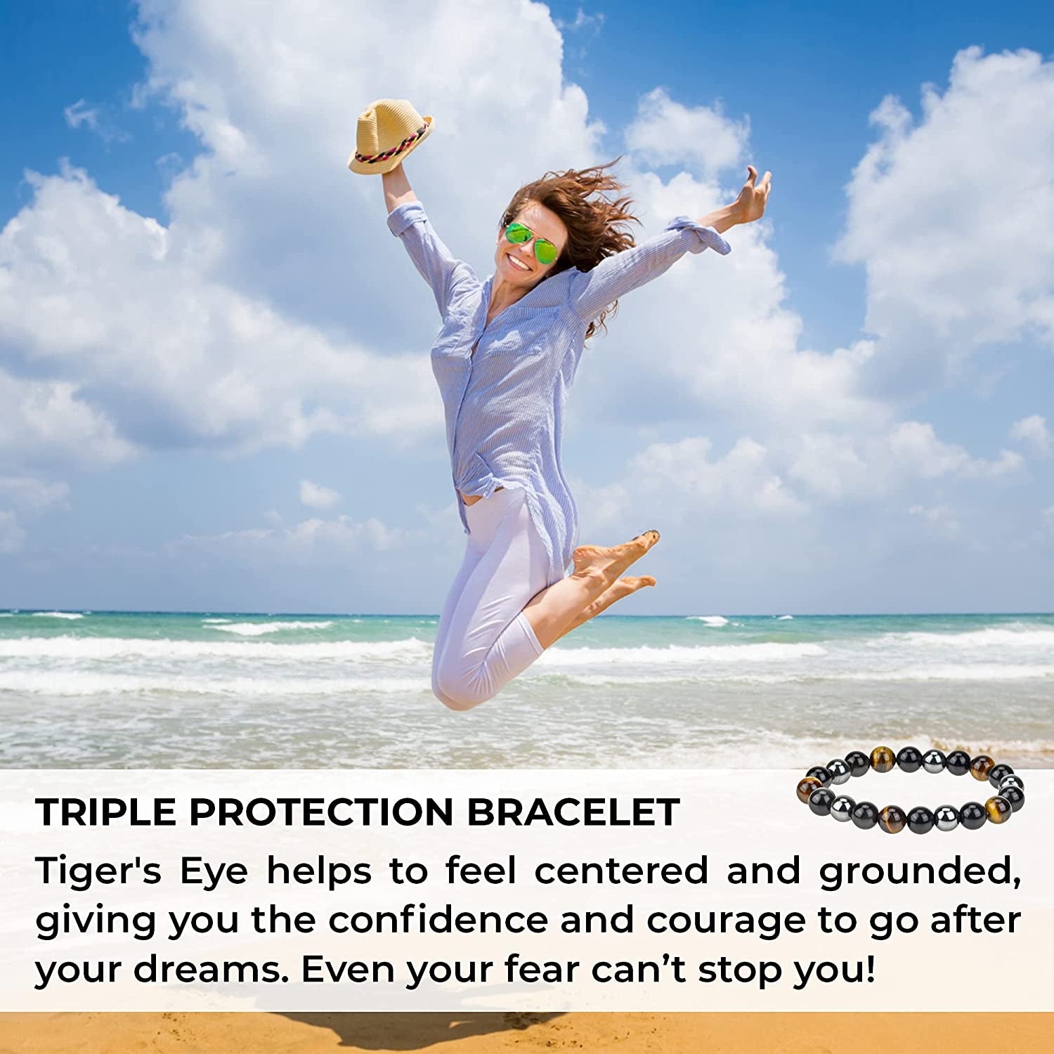 Triple Protection Bracelet - for Protection - Bring Luck and Prosperity - Hematite - Black Obsidian - Tiger Eye - Stone Bracelets Apparel & Accessories > Jewelry > Bracelets Crystal Agate Bracelets   