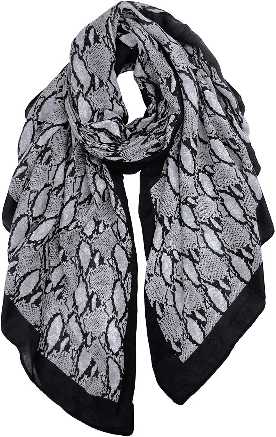 GERINLY Cozy Cheetah Scarfs for Women Stylish Cotton Leopard Blanket Wrap Shawls Apparel & Accessories > Clothing Accessories > Scarves & Shawls GERINLY Snakeskingrey  
