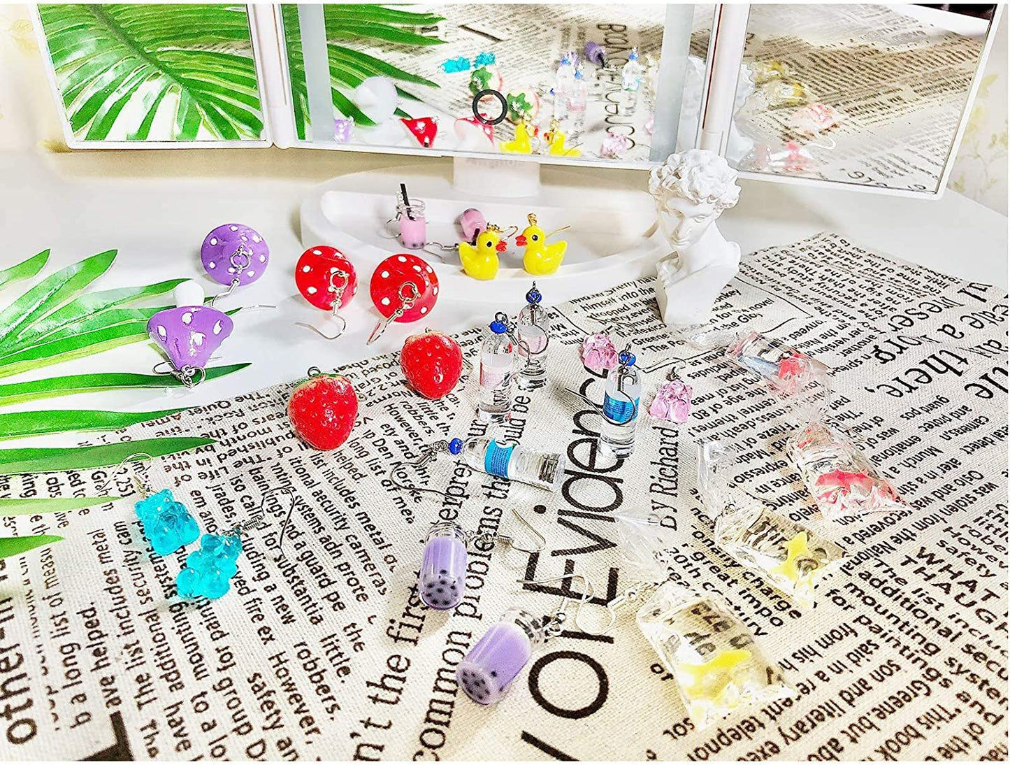 Weird Earrings Aesthetic Earrings Gummy Bear Earring Cool Earrings Quirky Earrings Cute Earrings Kawaii Earrings Funny Earrings Crazy Earrings Set for Women Girls Egirl Apparel & Accessories > Jewelry > Earrings Sclorey   