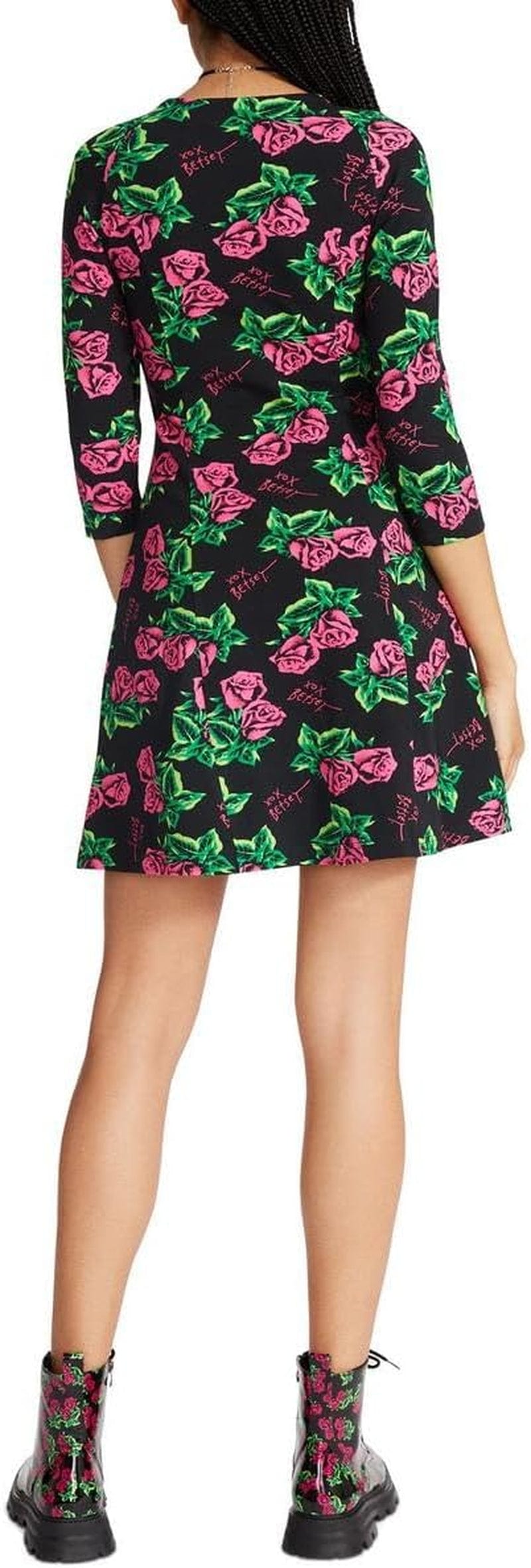 Betsey Johnson Womens Printed Mini Fit & Flare Dress