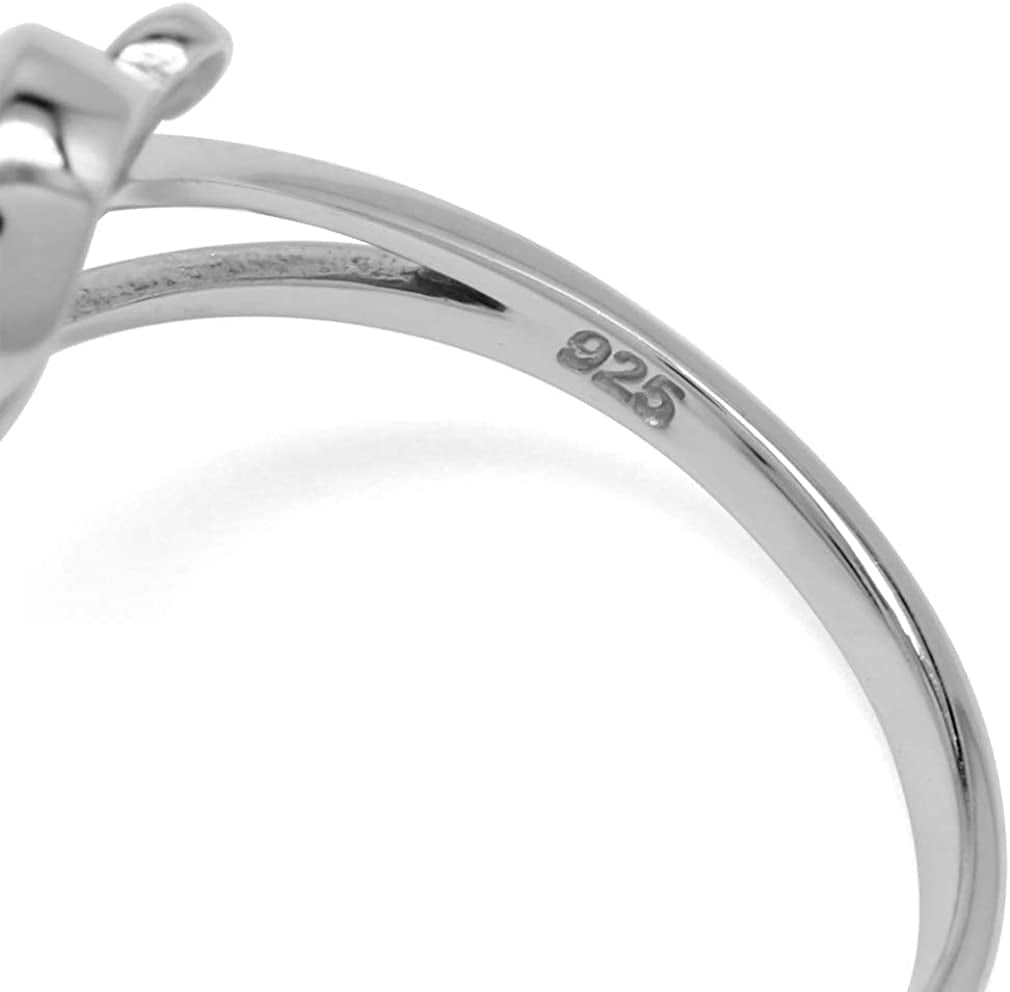 Bezel Set Cabochon Gemstone White Gold Plated 925 Sterling Silver Leaf and Swirl Bypass Ring