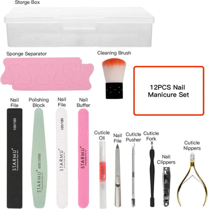 Manicure Set for Women Girls, Professional Nail File Kit Pedicure Set Nail Art Tools Nail Files Buffers Nail Care Grooming Salon Set 12 in 1, Manicure Kit Toenail Clippers Foot Care with Storage Box Health & Beauty > Personal Care > Foot Care Wainbowa   