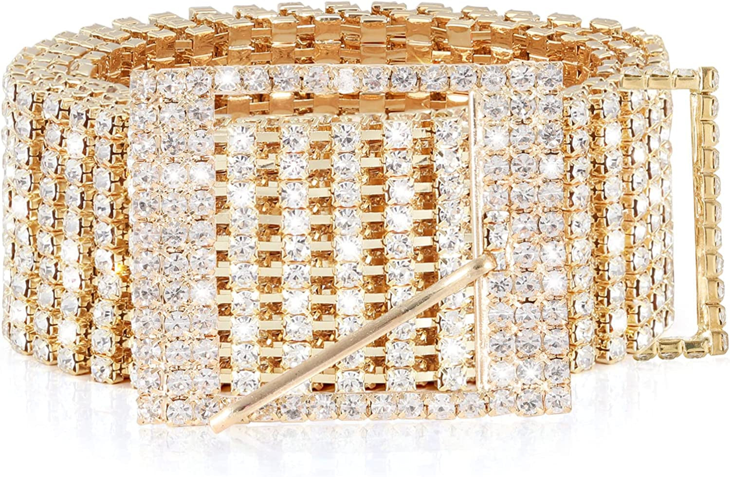 Women Rhinestone Belt Shiny Diamond Crystal Ladies Waist Belt for Jeans Dresses Silver Gold by WHIPPY Apparel & Accessories > Clothing Accessories > Belts WHIPPY 5-gold M: Fit Waist Size 35-42 Inches 