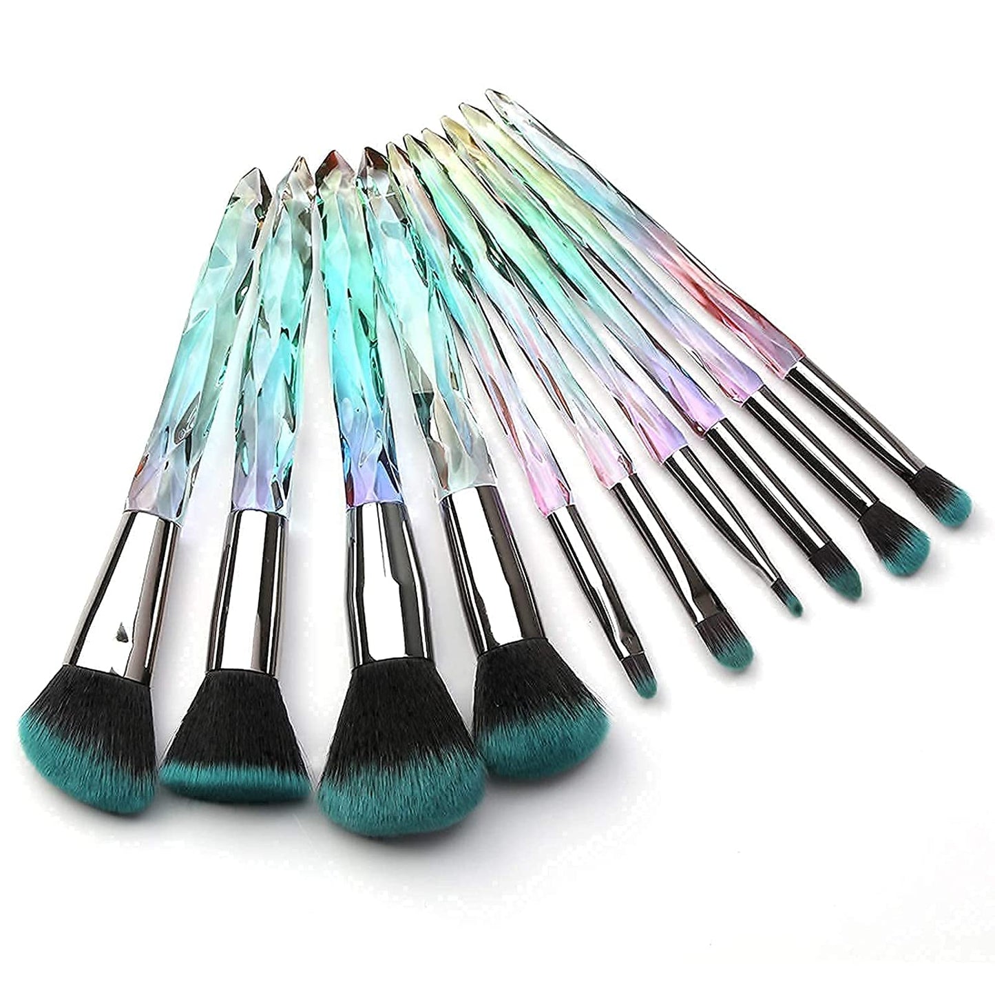 Kingtree Makeup Brush Set 10 PCS Crystal Makeup Brushes, Premium Synthetic Bristles Powder Foundation Blush Concealer Eye Shadow Eyeliner Eyebrow Brushes for Girls Ideal Beauty Tool for Women Health & Beauty > Personal Care > Cosmetics > Cosmetic Tools > Makeup Tools Kingtree A  