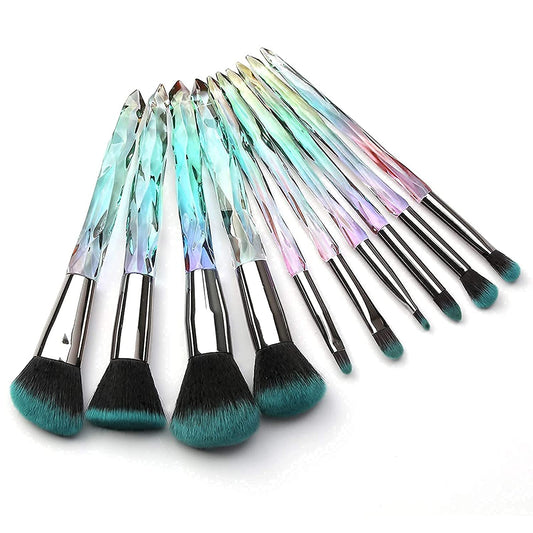 Kingtree Makeup Brush Set 10 PCS Crystal Makeup Brushes, Premium Synthetic Bristles Powder Foundation Blush Concealer Eye Shadow Eyeliner Eyebrow Brushes for Girls Ideal Beauty Tool for Women Health & Beauty > Personal Care > Cosmetics > Cosmetic Tools > Makeup Tools Kingtree A  
