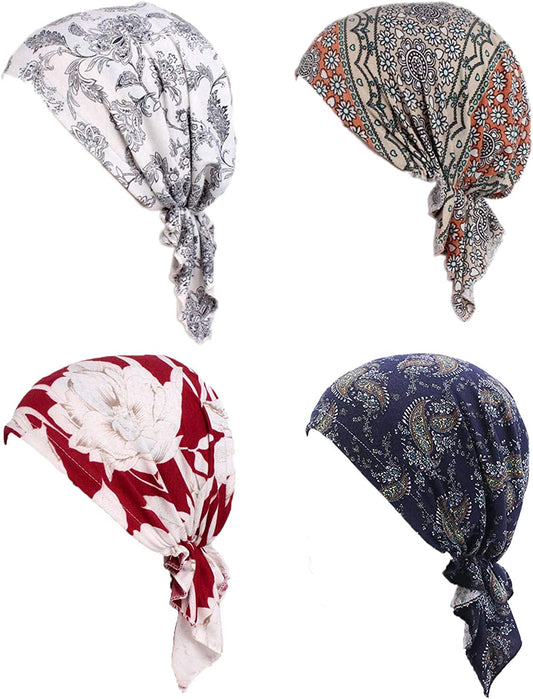 Women'S Comfort Head Scarf Headwear Chemo Beanie Scarves Coverings (4Pcs Mix1) Apparel & Accessories > Clothing Accessories > Headwear Hcimooy   