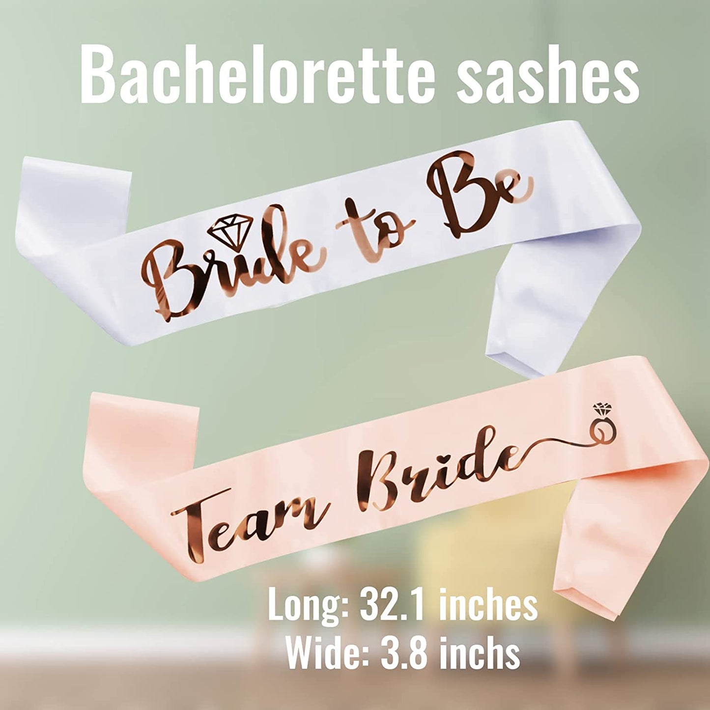 Team Bride Sash Set- 1 White Bride to Be Sash and 6 Team Bride Sashes Bachelorette Party Supplies with Shiny Rose-Gold Font Bachelorette Sash Bridesmaid Sashes for Bridal Party & Wedding（7Pcs） Apparel & Accessories > Clothing Accessories > Sashes JUSTOTRY   
