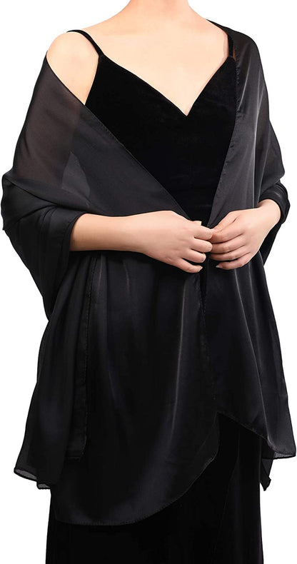 Boao Women Satin Scarves Long Shawl Wrap Light Soft Sheer Scarf for Wedding Party Everyday Accessory Apparel & Accessories > Clothing Accessories > Scarves & Shawls Boao   