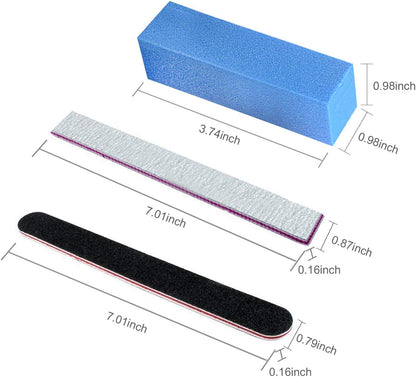 Nail File and Buffer, Wosweet Professional Manicure Tools Kit 6Pcs Rectangular Art Care Buffer Block 6Pcs 100/180 Grit Doublesided Nail Files 1Pcs Purple 180/240 Emery Board Health & Beauty > Personal Care > Cosmetics > Cosmetic Tools > Nail Tools Wosweet   