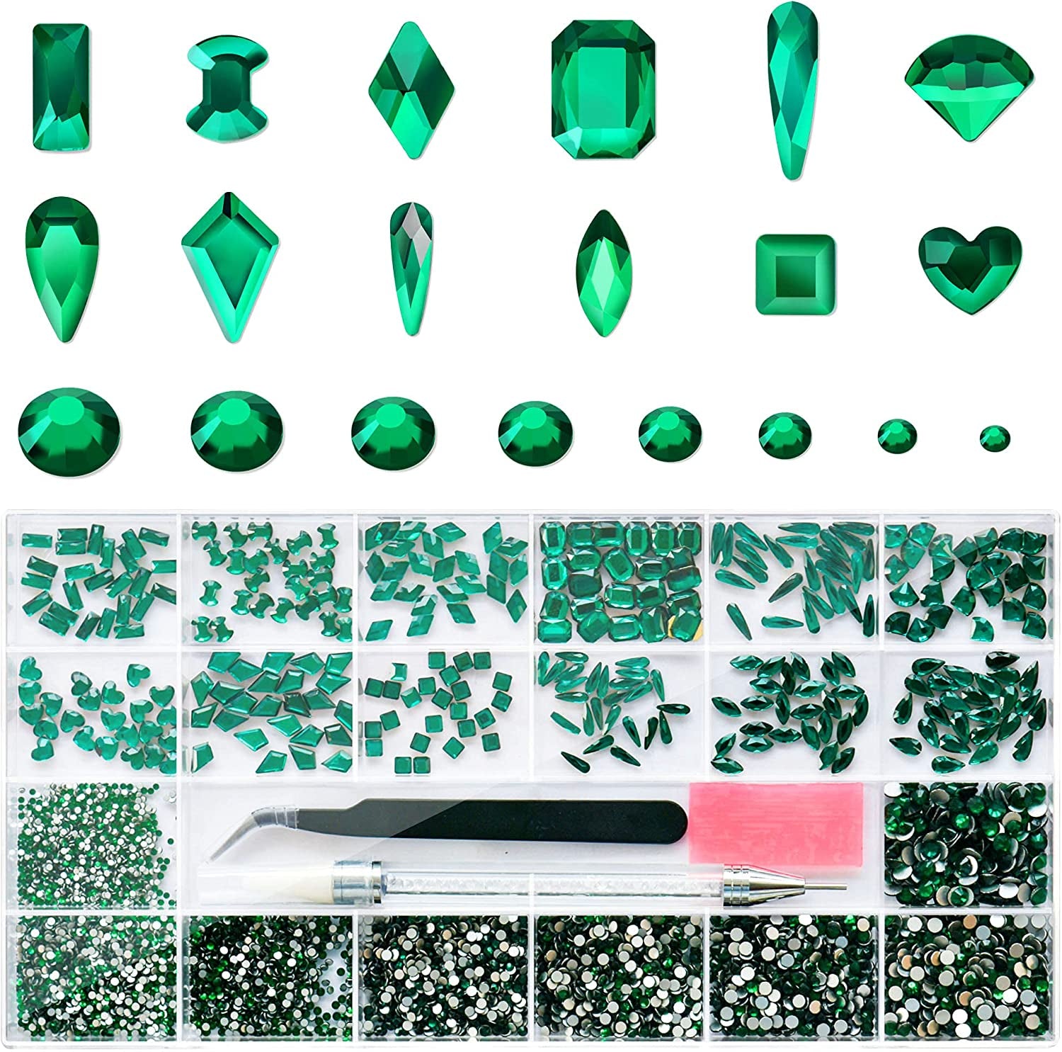 Molisaka Black Nail Art Rhinestones, Glass Flat Back Rhinestones for Nails Decorations, Bling Crystals Nail Gems for Nail Design, 3D Nail Jewels Set with Rhinestone Picker Tools (2320Pcs) Health & Beauty > Personal Care > Cosmetics > Cosmetic Tools > Nail Tools Molisaka 21 Grids Green  
