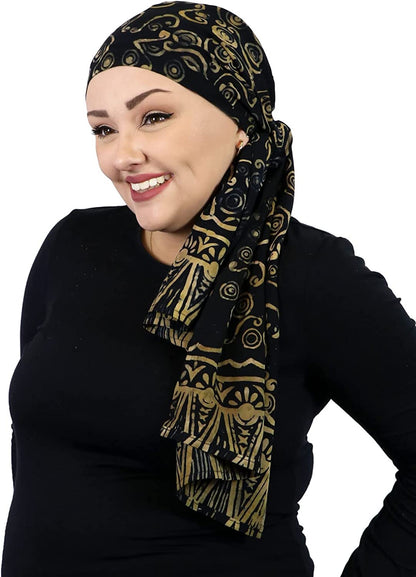 Hats, Scarves & More Headscarf Head Wrap for Women Chemo Headwear Cancer Scarf Head Covering Bali Batik 15 X 60 Inches Apparel & Accessories > Clothing Accessories > Headwear Hats Scarves & More Java Gold  