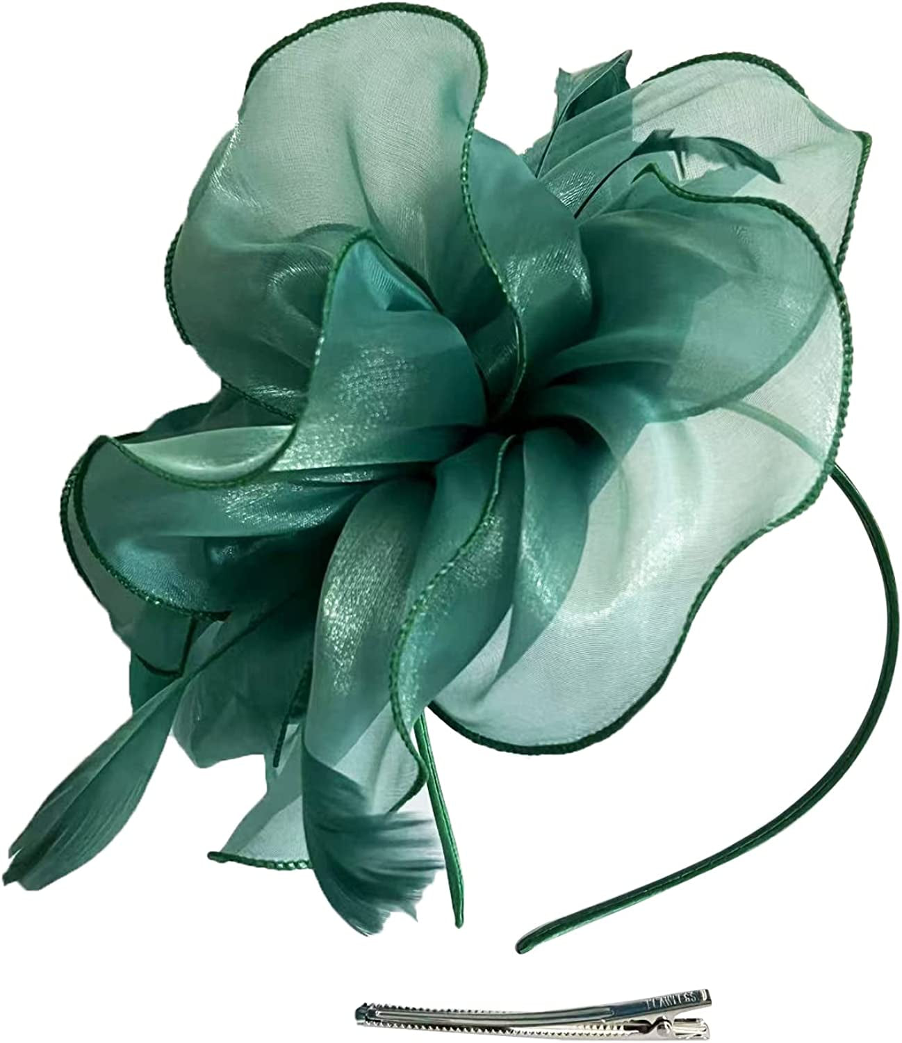 Women Flower Fascinator Hat Wedding Bridal Fascinators Tea Party Hat Feather Fascinator Headband Headwear for Evening Church Apparel & Accessories > Clothing Accessories > Headwear STbest Lake Blue  