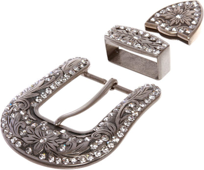 Western Rhinestone Belt Buckle Set for Replacement or Leather Craft 1-1/2" Apparel & Accessories > Clothing Accessories > Belt Buckles beltiscool   